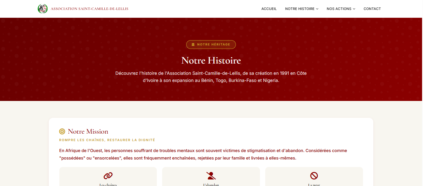 Site Web - Association Saint-Camille de Lellis - Aperçu 1