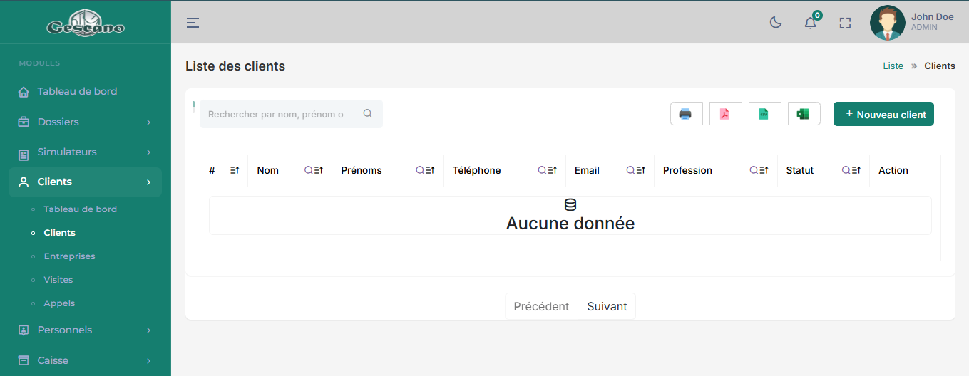 GESCANO - Système de gestion notariale - Aperçu 1